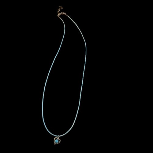 Conjunto de collar pulsera ajustable turquesa flotante corazón artesanal con cierre de lóbulo L - Imagen 4 de 9