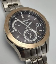 Seiko Brightz 8B53-0AA1 SAGA005 World Time Day Date Solar Mens Watch Auth Works