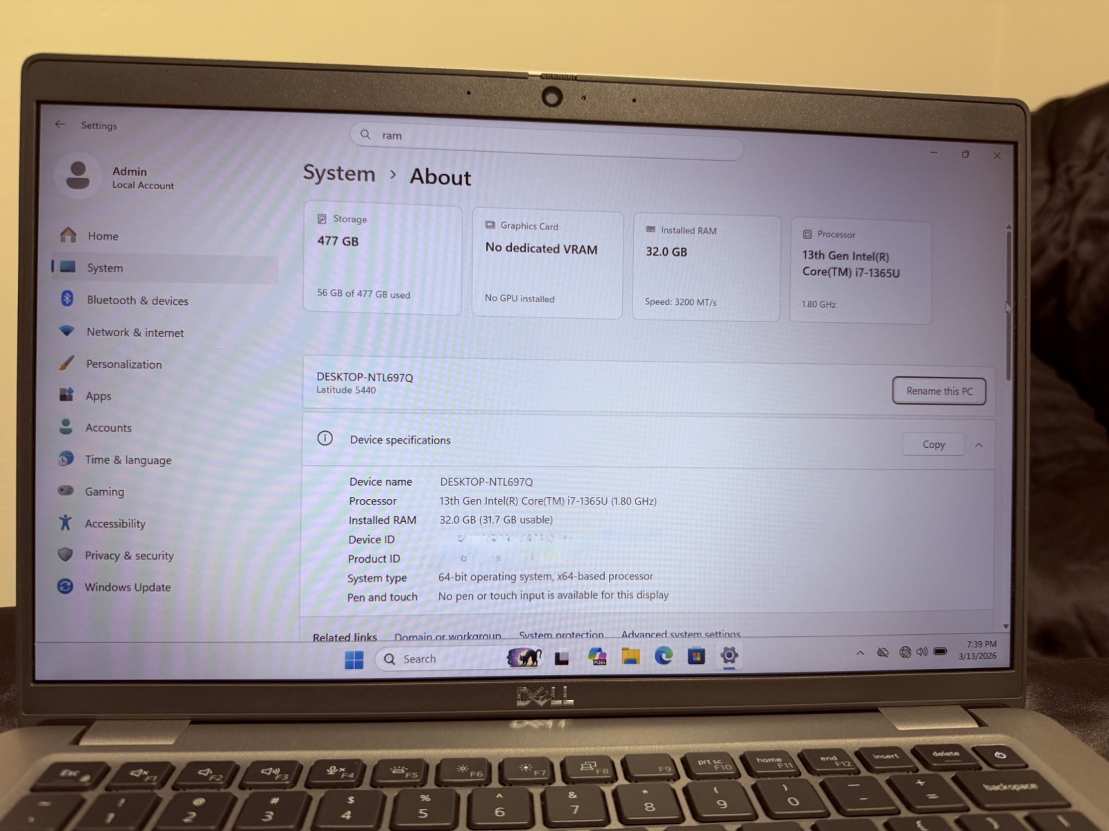 Dell Latitude 5440 Laptop - i7, 32GB RAM
