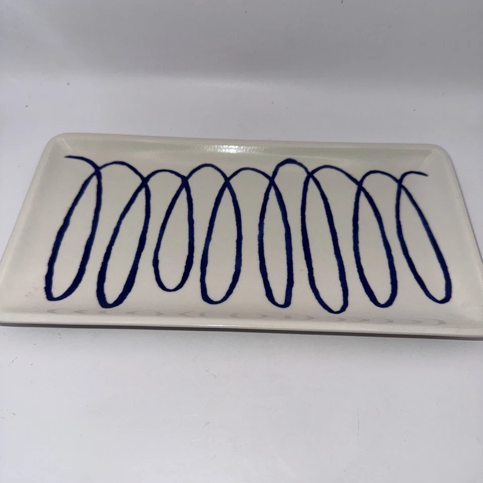 Bandeja de cerámica Kate Spade New York 10"x5" rectangular Charlotte Street azul remolino Foto 3 de 4