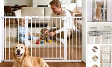 29-55 Inch Extra Wide Baby/Dog Gate, PressGuard P7, 30"Tall 29"-55" Wide White