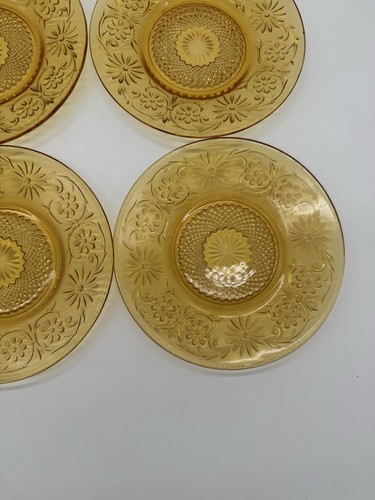 Vintage Indiana Glas Bernstein 6" Gänseblümchen Design 8 Teller - Bild 4 von 18