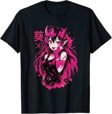 Anime Waifu Kawaii Demon Girl Black T-Shirt