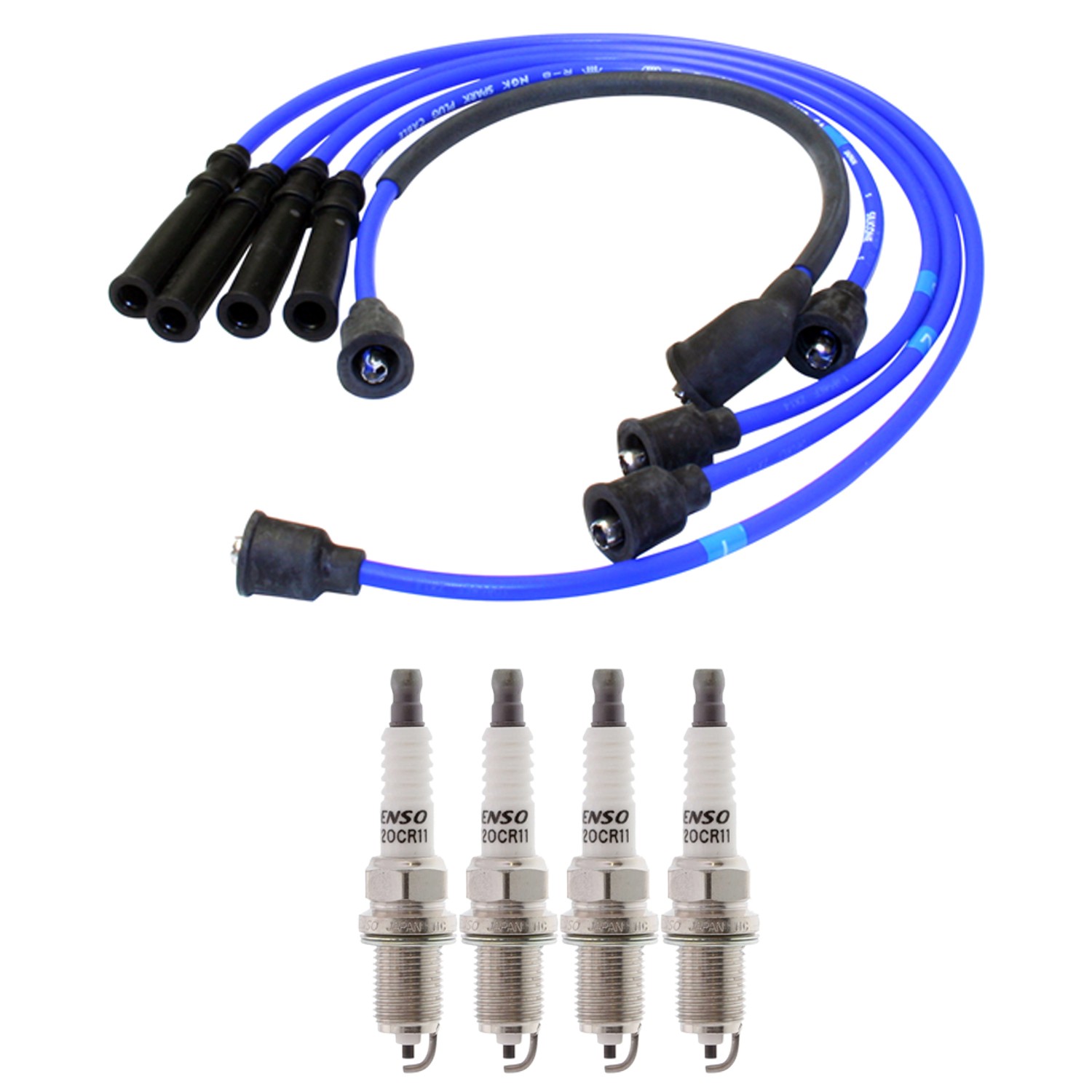 NGK Wire Set  Denso 4 Standard Spark Plugs Kit for MX-6 Probe 626 2.2L L4 NA