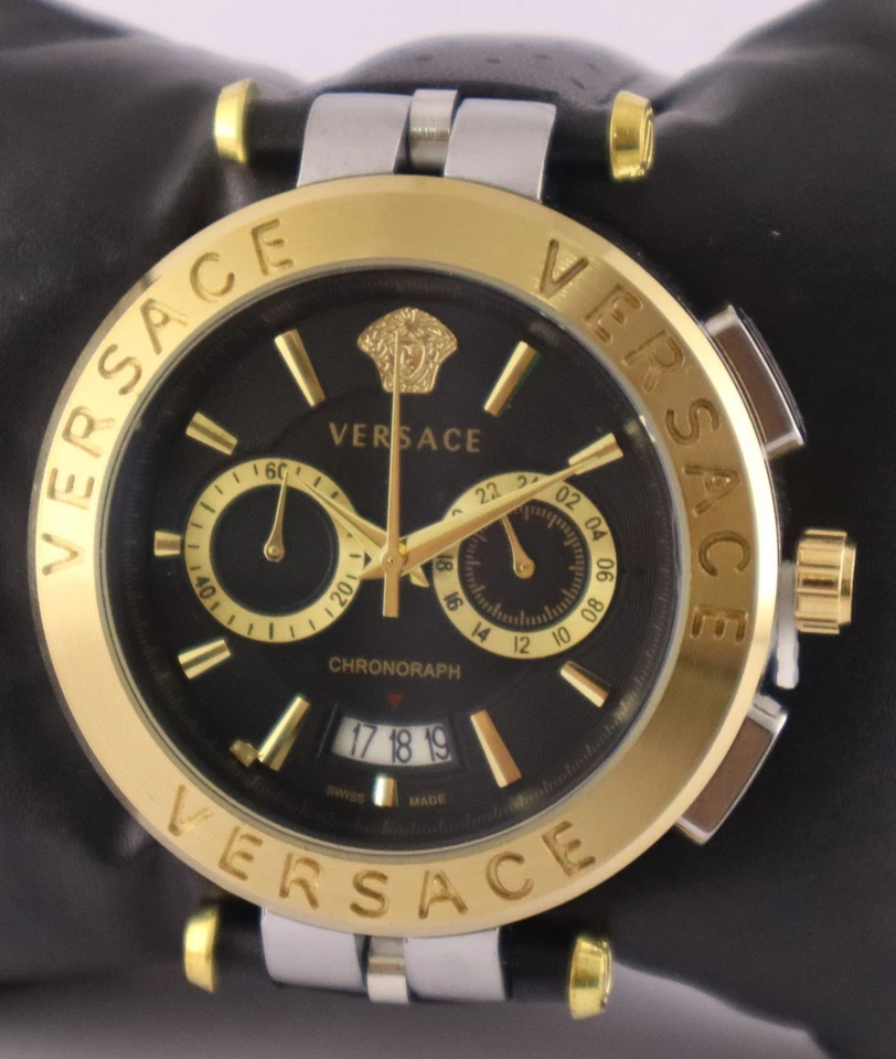 Reloj pulsera Versace de lujo para hombre cronógrafo de cuarzo esfera negra con "fecha" para hombre Foto 2 de 4
