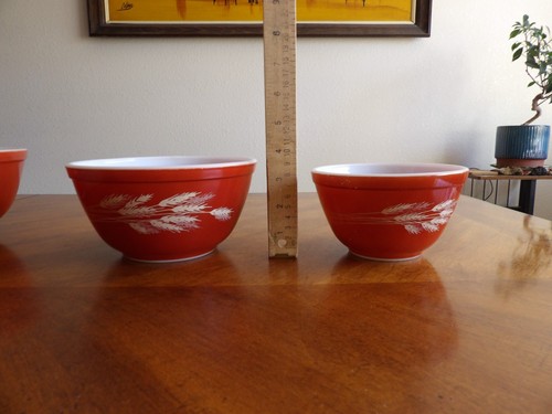 Set of 4 Pyrex Autumn Harvest Wheat Mixing Nesting Bowl 401 402 403 404 Vtg - Picture 10 of 18