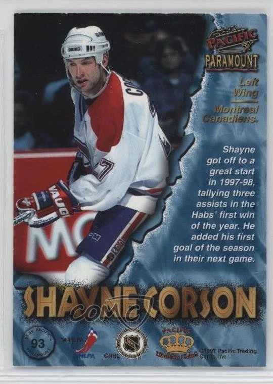 1997-98 Pacific Paramount Shayne Corson #93 - Image 2 of 2