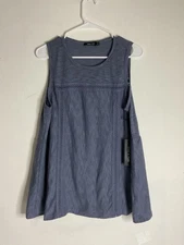 Doe & Rae Women's Sleeveless Blue Tunic Blouse Size L