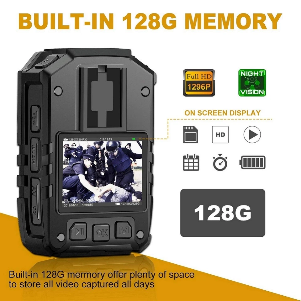 CammPro I826 1296P HD Police Body Camera,128G Memory,Waterproof Body Worn Cam... - Image 2 of 4