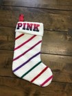 Victoria Secret Pink Christmas Holiday Stocking Multicolor Stripe