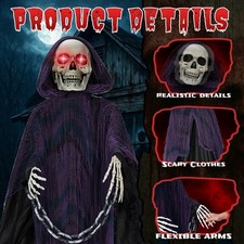 Halloween 6 FT Holiday Decoration Creepy Animatronics Grim Reaper with Chain