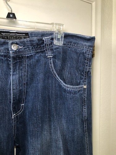 Southpole 4180 Jeans Men’s 40x32 Blue Baggy Wide Leg Faded Vintage Y2K Skater - Picture 3 of 8