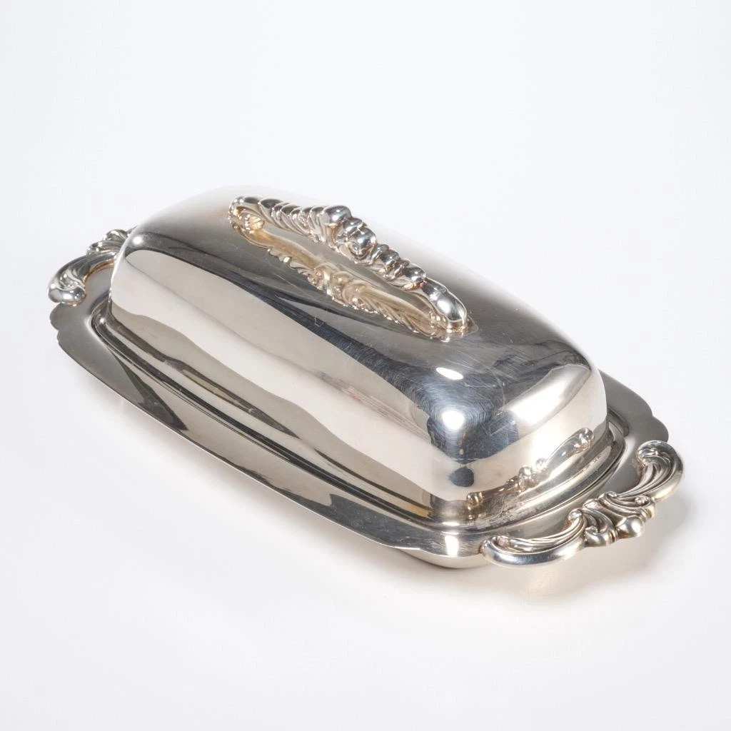 Vintage Towle Silverplated Butter Dish EP Glass Liner Vintage 2810