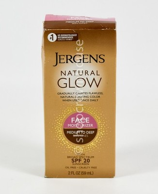 Jergens NATURAL GLOW spf 20 Daily FACE Moisturizer 2oz MEDIUM to DEEP 11/2026