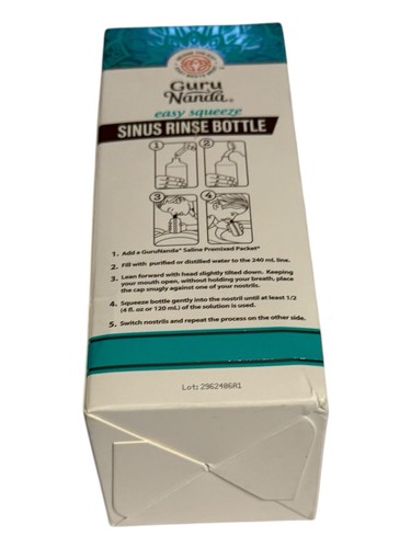 Guru Nanda Easy Squeeze Sinus Rinse Bottle w/ Comfort Tip - Holds 8 Ounces - Picture 9 of 12