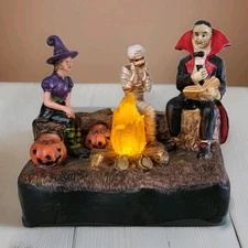 Vtg FG SQUARE Spooky Story Time Campfire Dracula Witch Mummy Lighted *WORKS