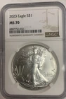 2023 $1 American Silver Eagle NGC MS70 Brown Label