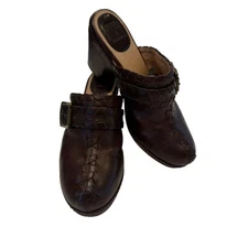 FRYE Brown Leather Candy Lace Clog / Mule Heels Size 7M NEW