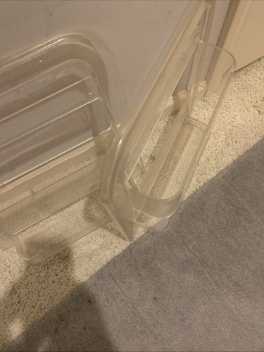 Vtg Space Age Style Plastic Pair Clear Wall Mount Magazine Book Catch All Pocket - Picture 12 of 12