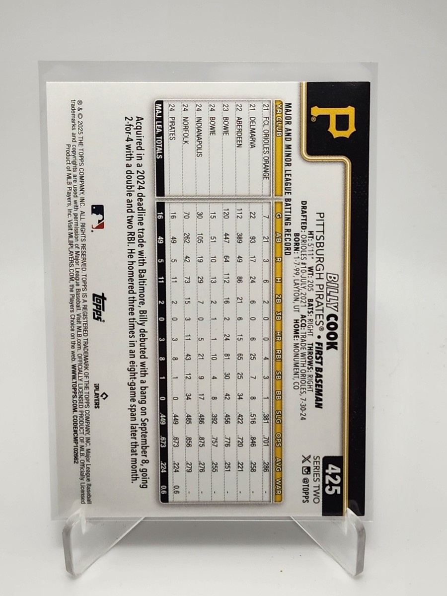 2025 Topps Series 2 #425 Billy Cook (RC) | eBay