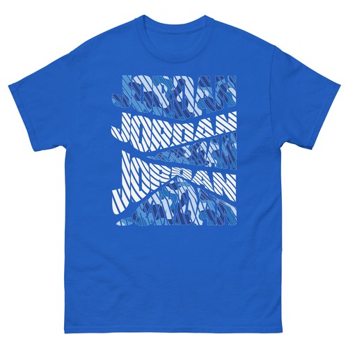 Diagonal Jordan Camo Pattern Blue Camouflage T-Shirt - Picture 8 of 14
