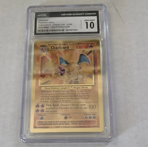 Charizard CGC 10 Gold Metal Celebrations Promo Pokémon Card 004/102