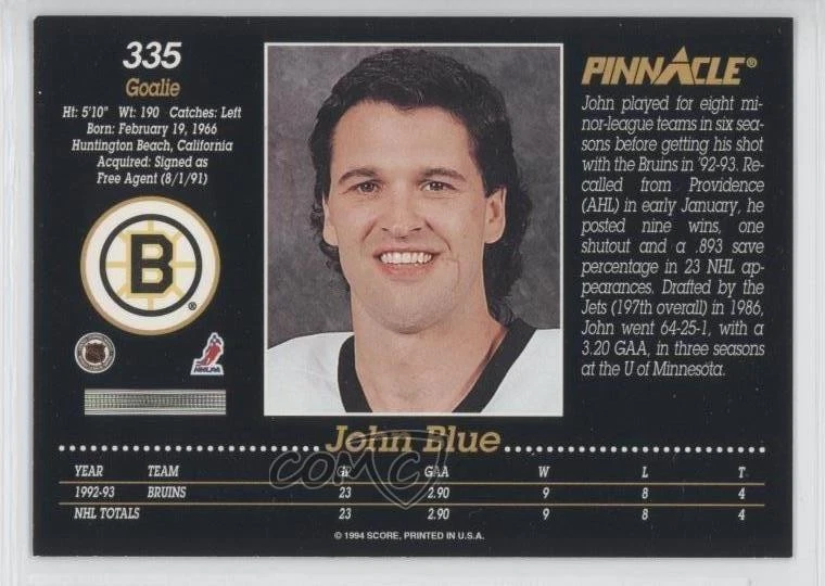 1993-94 Pinnacle John Blue #335 - Image 2 of 2