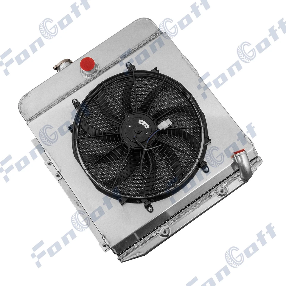 4-Rows Radiator&Shroud Fan for 1949,1950 Plymouth Deluxe Suburban Base Pickup Foto 3 de 4