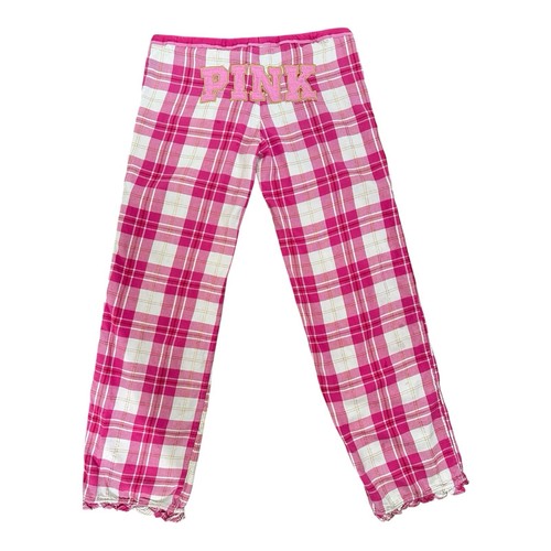 Vintage VS PINK LOGO Plaid Pajama Pants Y2K Early 2000s Cotton Lounge XS - Picture 11 of 12