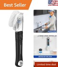 Durable Soap Dispensing Dish Brush with Built-in Scraper for Effortless Cleaning