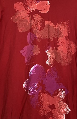 Eddie Bauer T-Shirt Größe S rot Blumendruck, 3/4 Arm Oberteil - Bild 2 von 7
