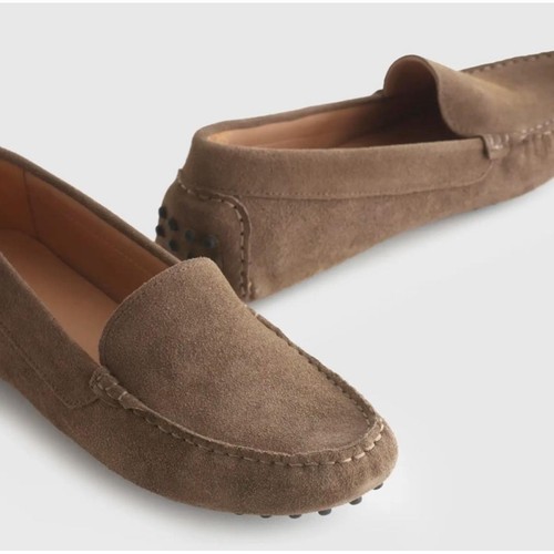 Neu Quince mittelbraune 100 Prozent Wildleder-Halbschuhe mit Fahrsohle für Damen US 7
