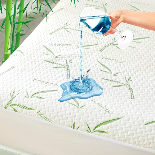 Mattress Protector Bamboo 100% Waterproof Pad Cover King Queen Double Single - Picture 15 of 20