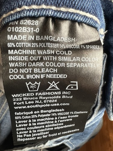 Southpole  Distressed Y2K Skater Jeans Blue Skinny 36x30 Zipper Accents - Picture 9 of 9