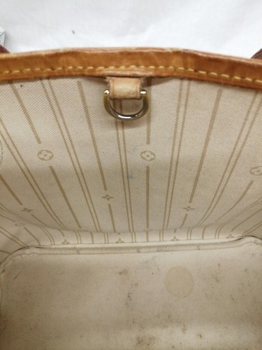 Authentic Louis Vuitton Damier Azur WHT VI3160 Neverfull PM Handbag Tote Bag - Picture 9 of 11