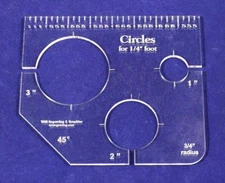 3 Hole Circle Quilt 1,2,3 Template w/Ruler 1/4" Thick -  Long Arm- For 1/4" Foot