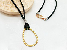 Black Faux Suede Eyeglass Necklace, Reading Glasses Chain, Sunglasses Holder