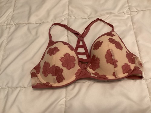 Pink Victoria's Secret 36B rosa leicht gefüttert geblümt Netz Bügel - Bild 1 von 4