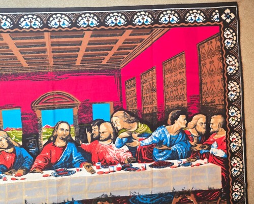 Tapiz turco vintage de la última cena 57,5" x 39" alfombra tejida a mano colgante de pared - Imagen 13 de 15
