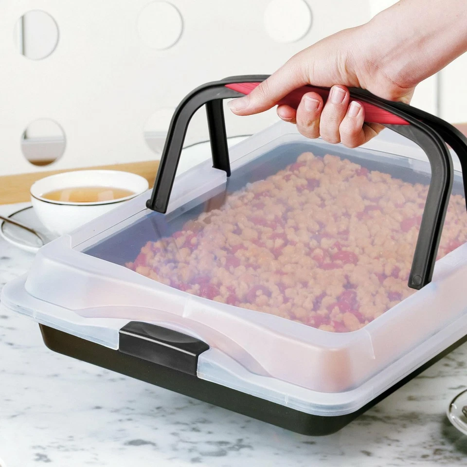 Zenker Blechkuchen-Container to go, 42 x 29 x 7 cm, antihaft Backform mit Deckel - Bild 2 von 4