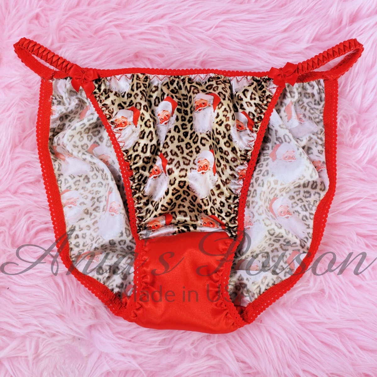 Mutandine Natalizie Raso Rosso Sissy Duchessa – Bikini Donna Stringa Taglia 5-9