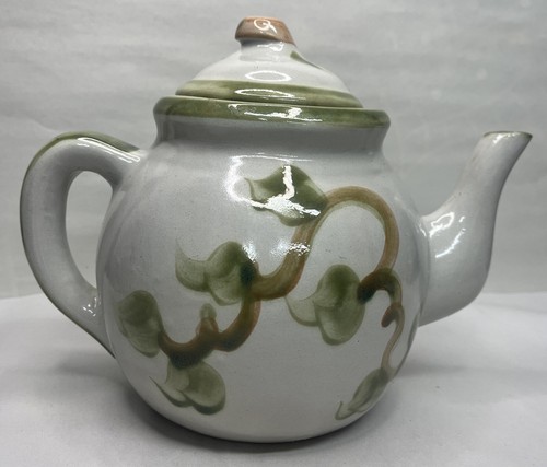 Vintage Louisville Stoneware Hand Painted Tea Pot Made USA Harvest