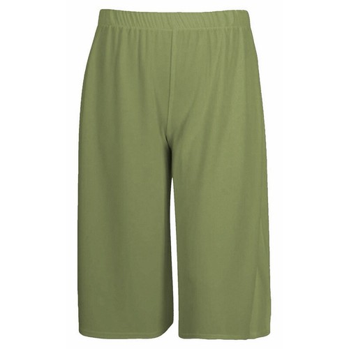 Womens 3/4 Wide Leg Palazzo Shorts Ladies Elasticated Stretch Plain Bottoms 8-26 - Picture 17 of 37