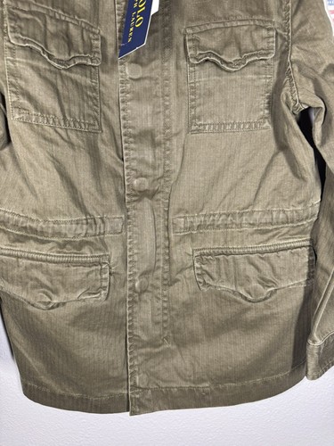 Polo Ralph Lauren Military Twill Jacket BOYS Size 7 USA Flag Patch Full Zip - Picture 5 of 15