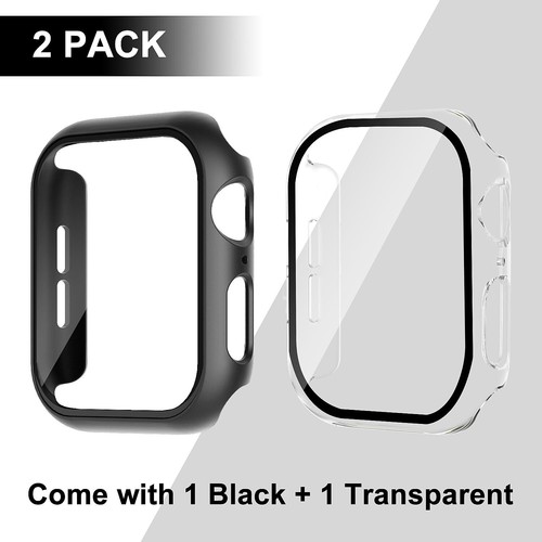 2-Pack 44mm Case w/ Screen Protector for Apple Watch SE/6/5/4 – Black & Clear - Picture 2 of 7