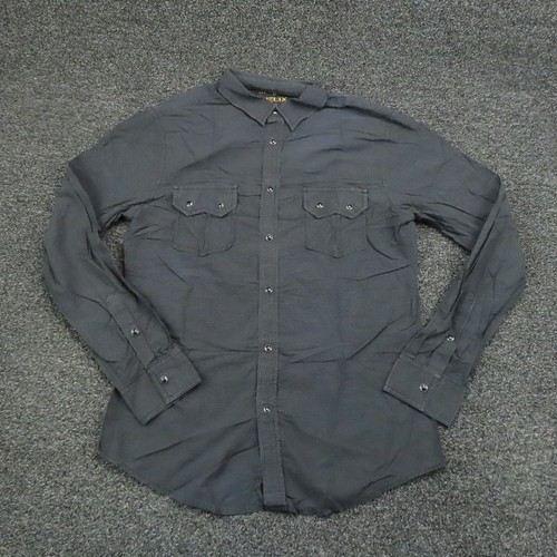 Helix Hemd Erwachsene Large schwarz & grau gestreift Druckknopfleiste Langarm Herren