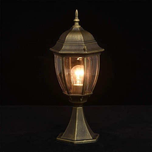 MW-Light 804040301 Outdoor Post Light Pillar Black Gold Metal - Picture 6 of 7