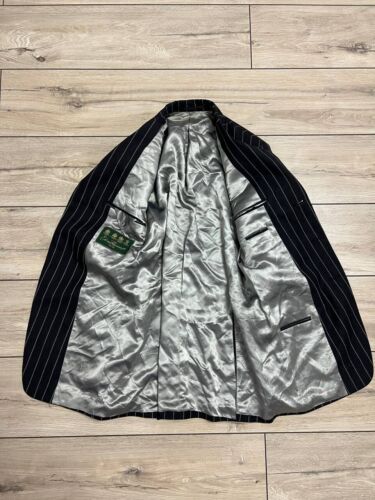 Traje de dos piezas para hombre EDE & RAVENSCROFT lana virgen gris rayas blanco C-38L W-32L - Imagen 10 de 20