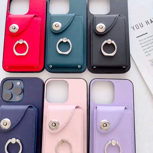 For Various Phone Ring Holder Card Pocket Leather Wallet Case Cover Back Stand - Video 1 of 1