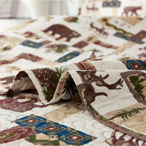 Versatile Reversible Quilt Set - Full/Queen Moose & Bear, Lightweight, 3 Pieces - Picture 9 of 9